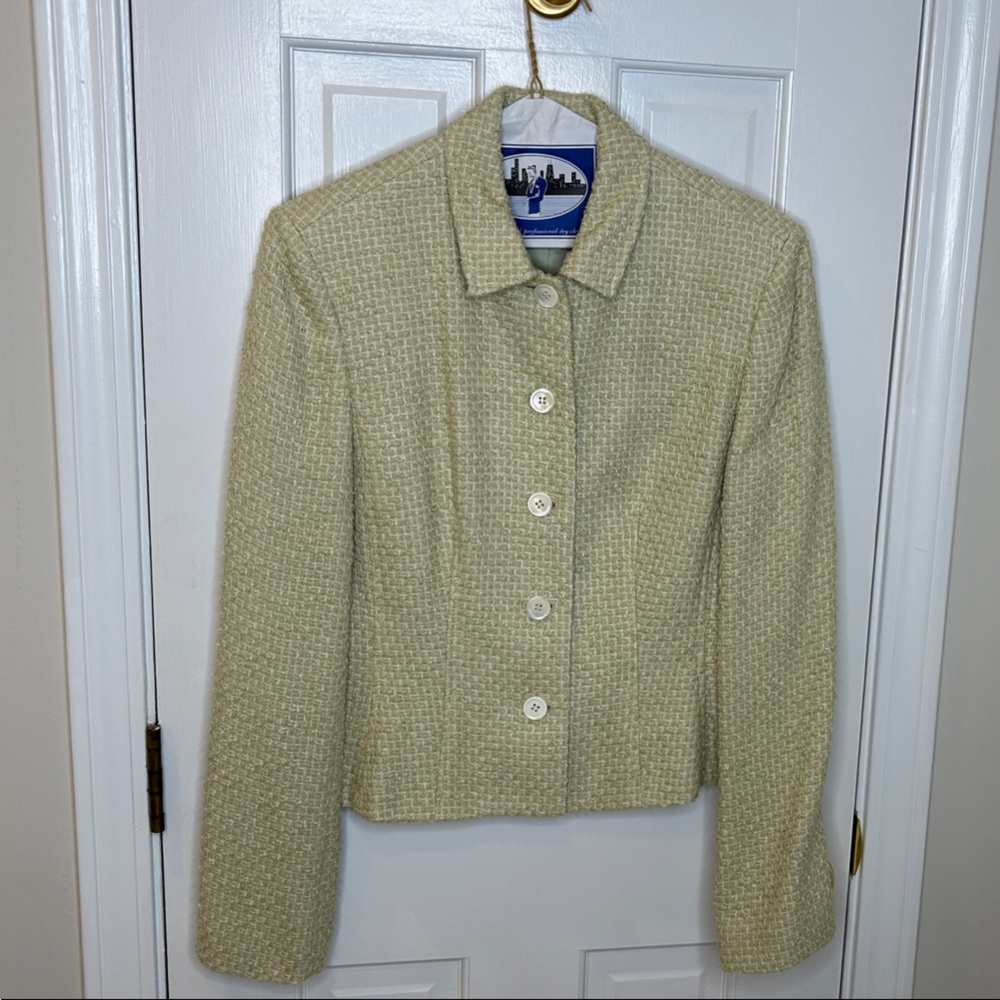 Ann Taylor Lime green Textured Blazer with skirt